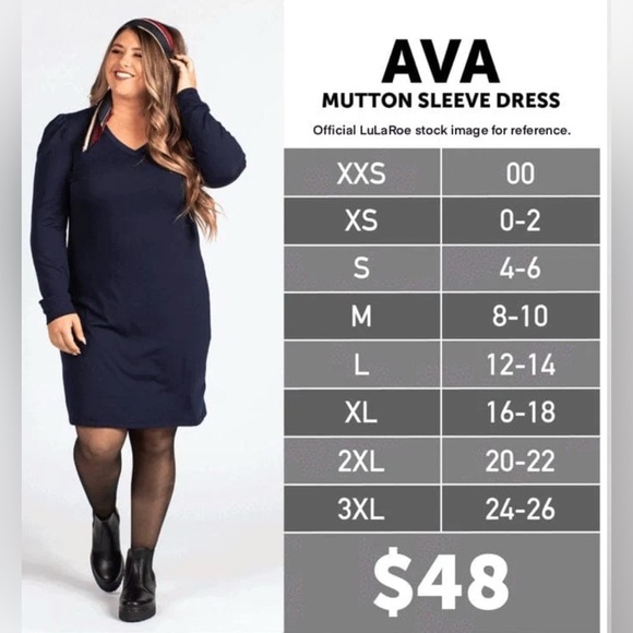 LulaRoe Navy Mutton Sleeve Dress Size XL - Picture 3 of 3